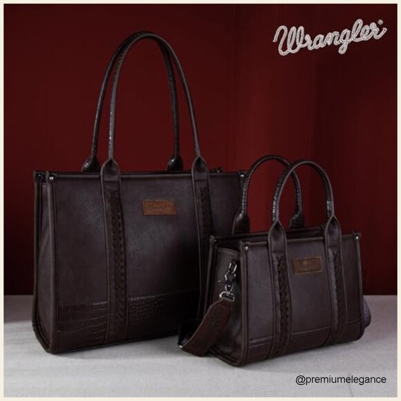 Large Vegan Leather Western Tote Bag with Detachable Crossbody Strap - Picture 6 of 7